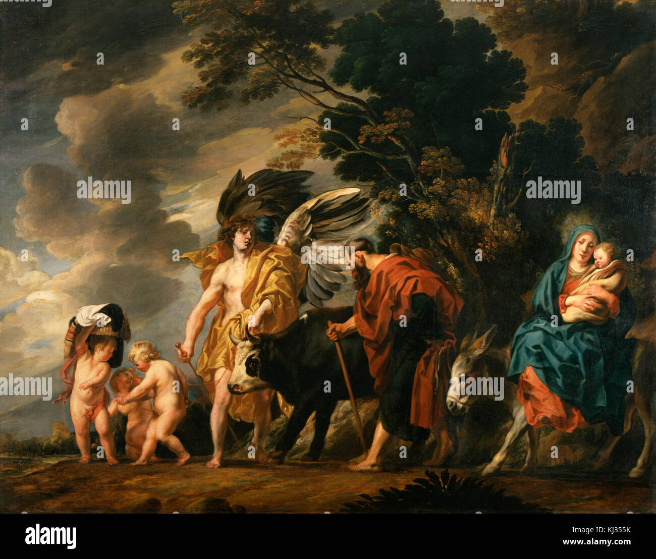 Jacob Jordaens elder - Flucht der Heiligen Familie nach Ägypten - Walters 372368 Stockfoto
