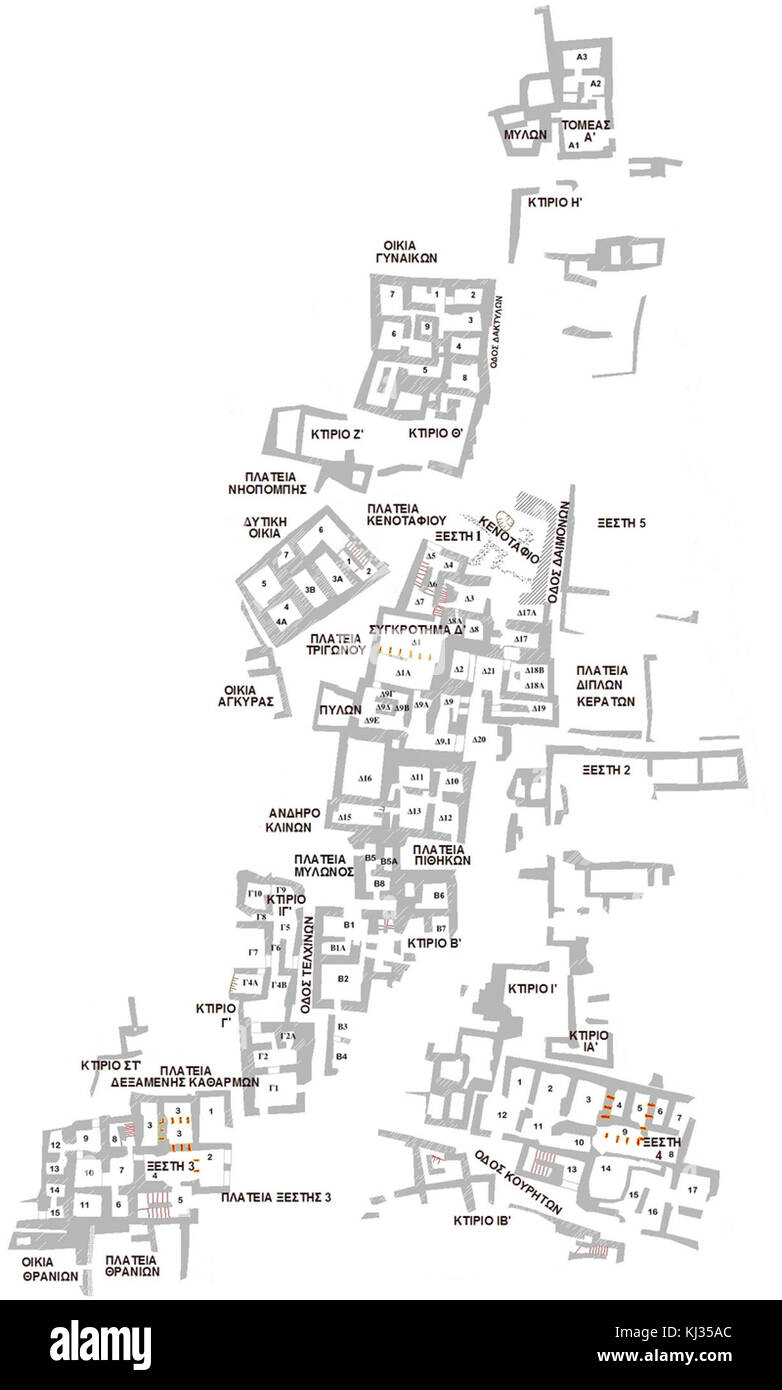 PrehistoricAkrotiriMap Stockfoto