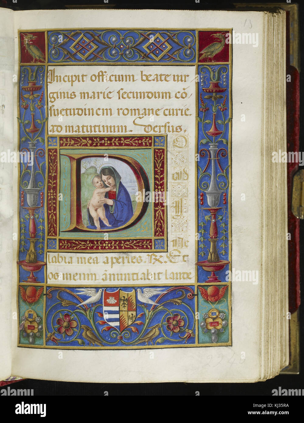 Francesco Marmitta - Initial D mit Jungfrau und Kind - Walters W46913R - offene Vorderseite (2) Stockfoto