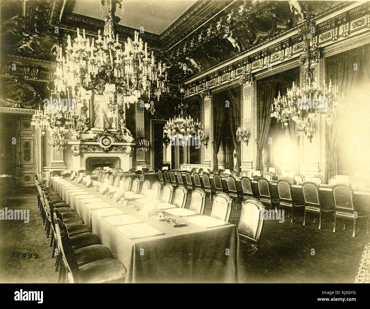 Salle de l ' Horloge während der Friedenskonferenz von Paris Stockfoto