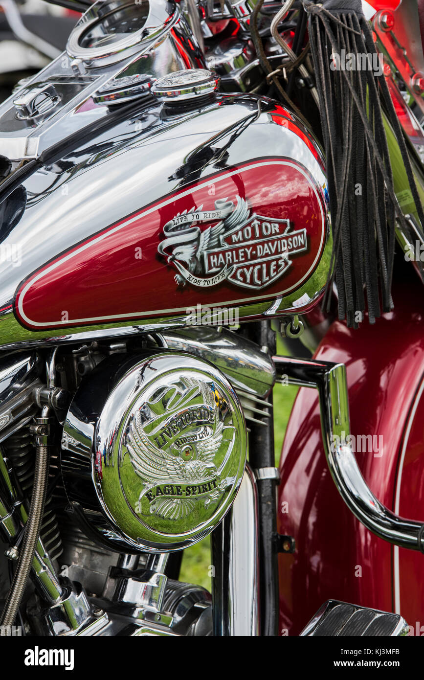 Harley Davidson Motorrad Trike. Eagle Spirit Luftfilterdeckel Stockfoto