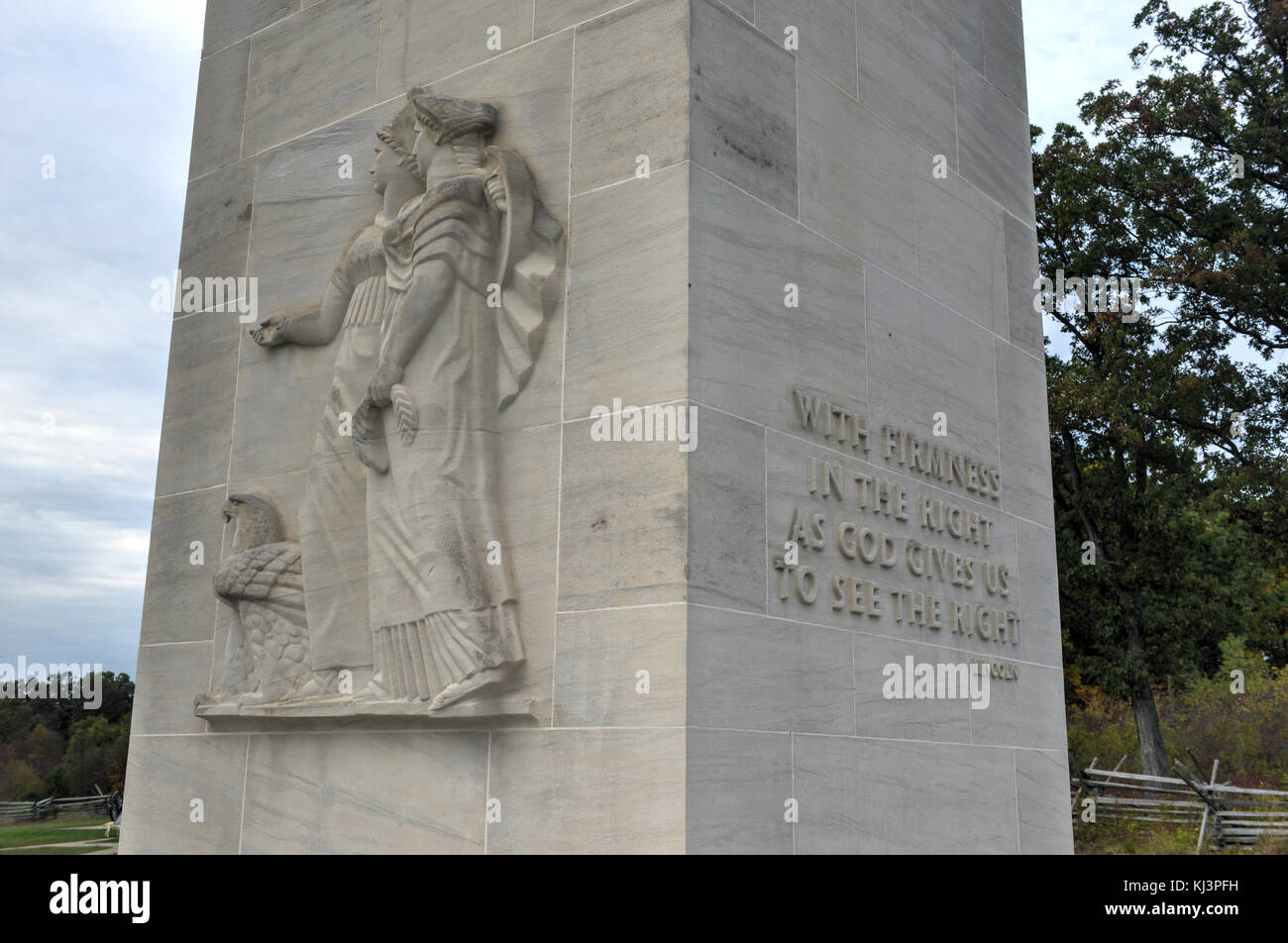 Ewige Ruhe Licht Denkmal an der Gettysburg National Military Park, Pennsylvania. Stockfoto