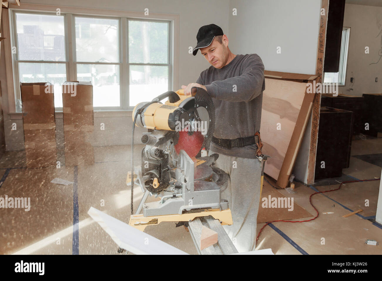 Kreissäge schneiden Holzbrett Blade Konzepte Stockfoto