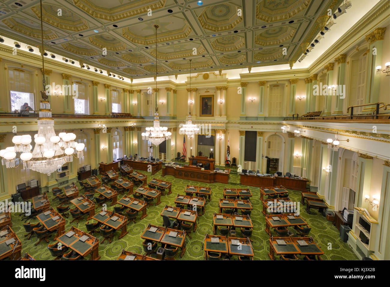 Sacramento, Kalifornien - 31. Mai 2014: Eine leere Plenarsaal in der California State Capitol Building am 31. Mai 2014 in Sacramento, Kalifornien Stockfoto