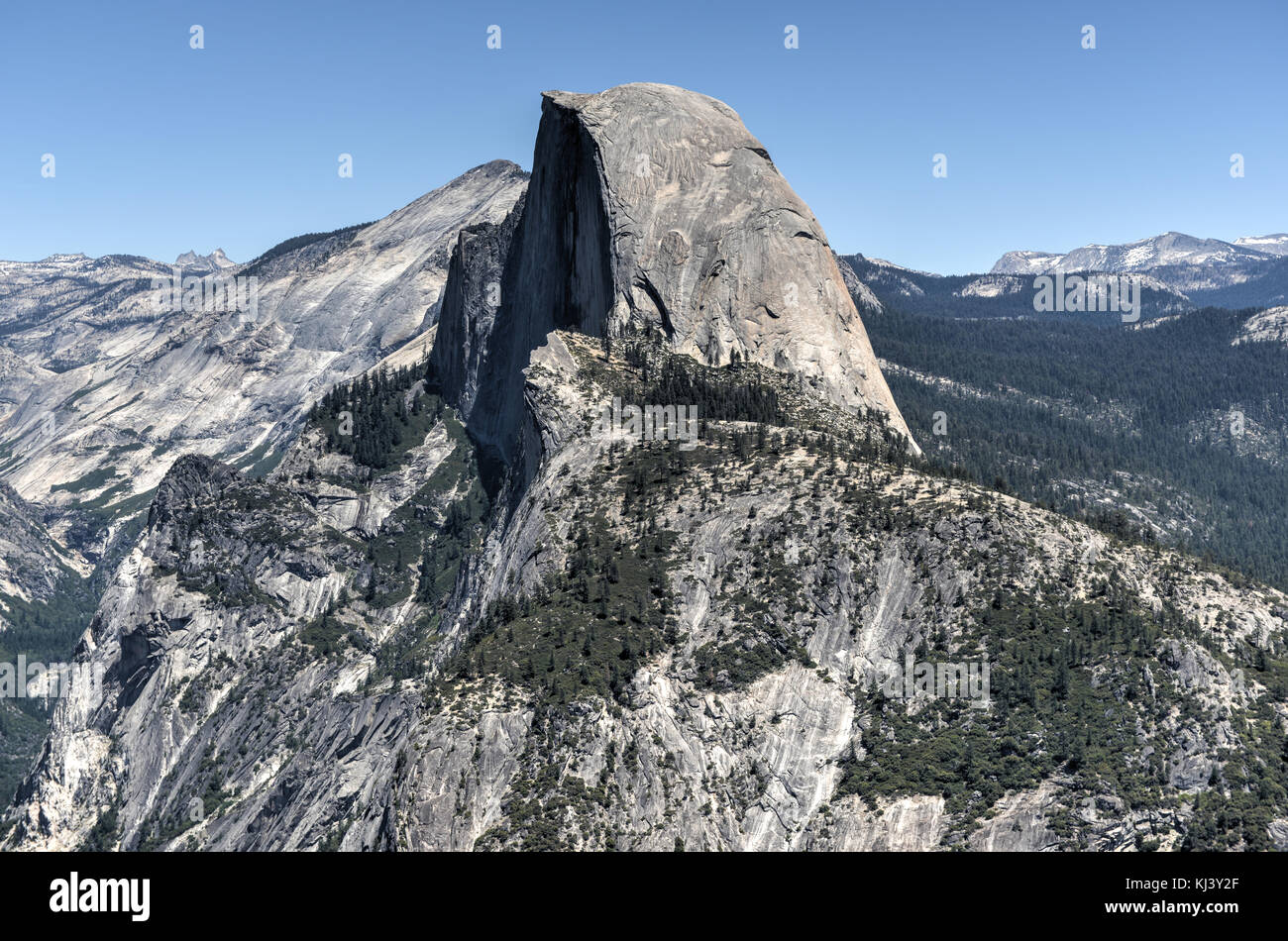 Half Dome, ein wenig Yosemite Valley, Liberty cap, Nevada fällt und Vernal Falls Stockfoto