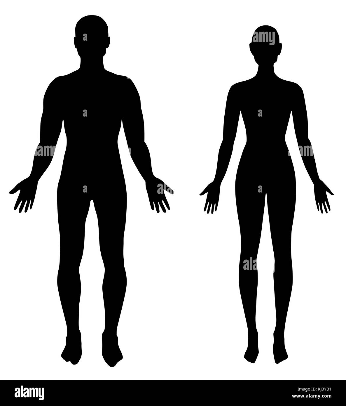 Silhouetten von Mann und Frau in Schwarz Stockfoto