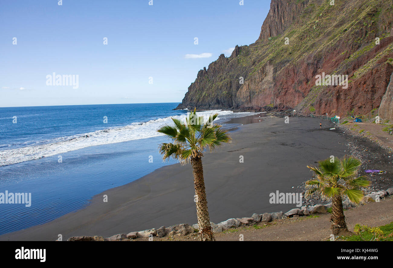 Playa de Las Gaviotas, schwarzen Strand im Südosten der Insel, Teneriffa, Kanarische Inseln, Spanien Stockfoto