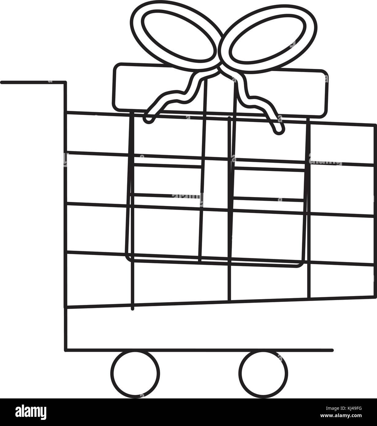 Shopping Cart mit vorliegenden Box big sale Weihnachten Stock Vektor