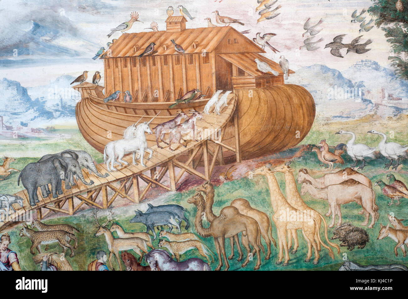 Das Noah's Ark fresco, Painten an den Wänden von San Maurizio al Monastero Maggiore Kirche (Mailand, Italien) Stockfoto