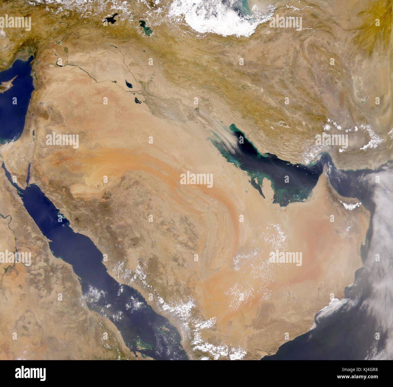 Staub Sturm über Iran, Irak Stockfoto