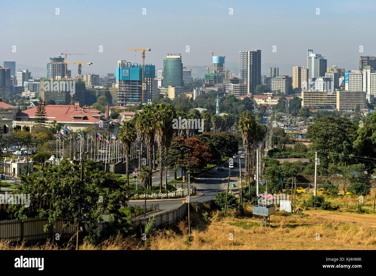 Blick auf die Skyline von Addis Abeba, Äthiopien Stockfoto