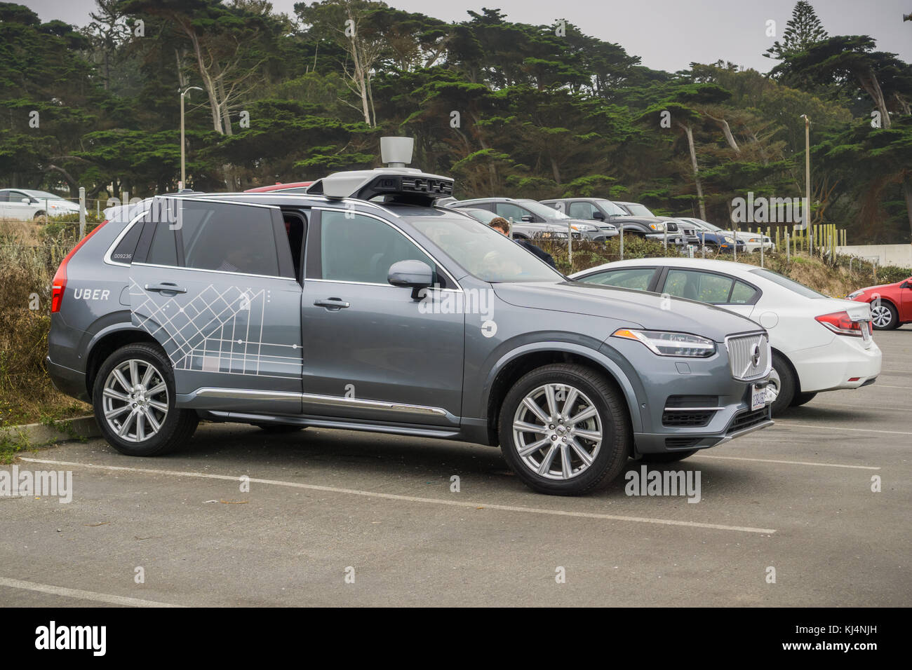 August 10, 2017, San Francisco/CA/USA - Uber selbst - die Autos fahren dürfen, um Tests in San Francisco laufen ab März Stockfoto