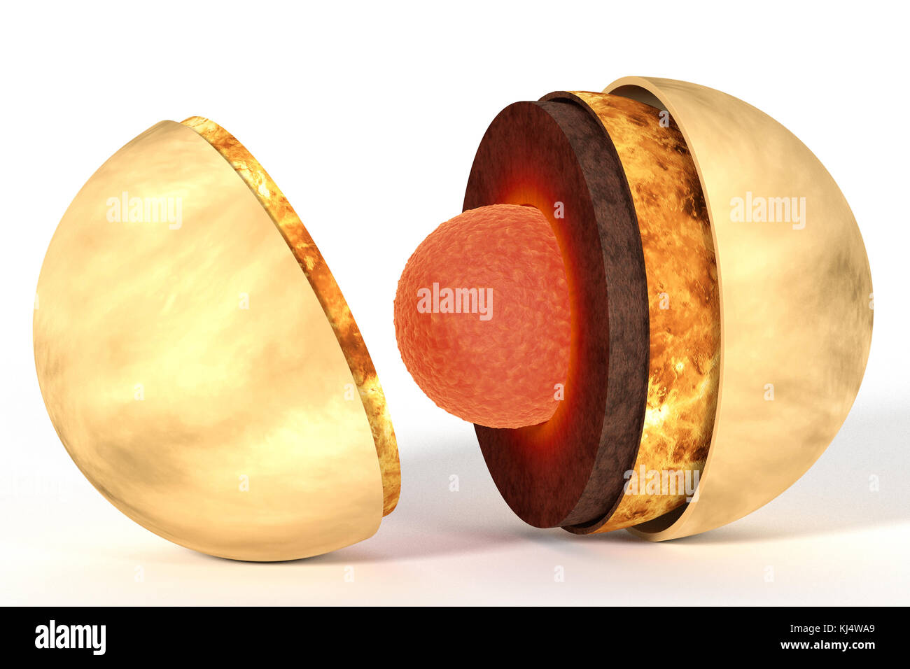 Dieses Bild stellt die interne Struktur der Venus Planet. Es handelt sich um einen realistischen 3D-Rendering Stockfoto