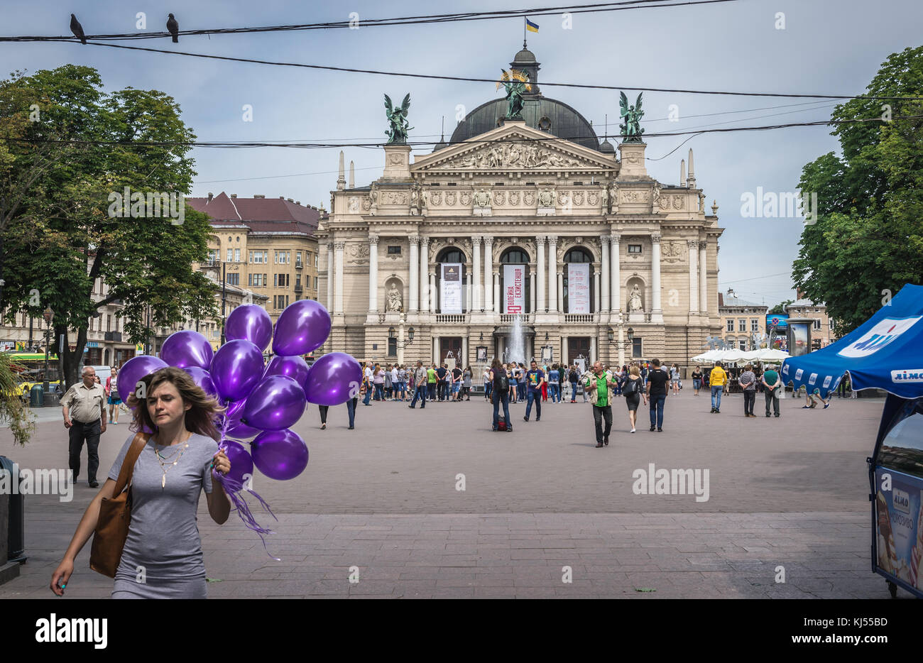 Solomiya Krushelnytska Lviv Staatliches Akademisches Theater für Oper und Ballett in der Altstadt von Lviv Stadt, größte Stadt in der westlichen Ukraine Stockfoto