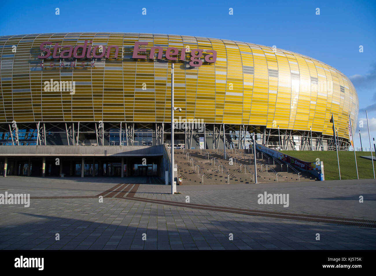 Stadion Energa Danzig in Danzig, Polen. 17. November 2017. Home Fußball Team Lechia Gdansk. Mit einer Kapazität von 41,620 Zuschauer ist die größte Arena i Stockfoto