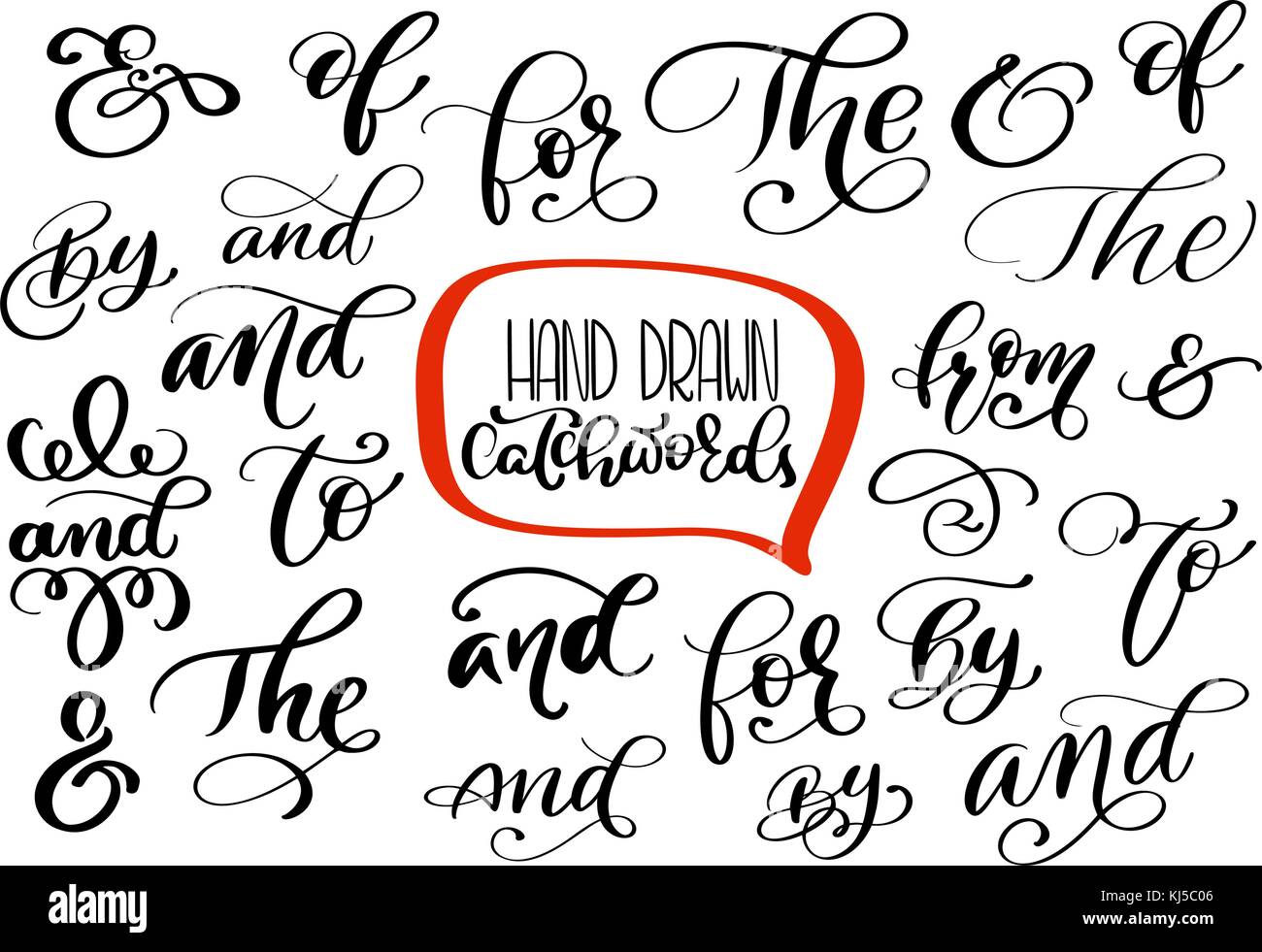 Große Sammlung von Hand beschriftet ampersands und Schlagwörter auf weißem Hintergrund. Große vektor design Set für Hochzeit Einladungen die aktuellsten Karten und andere stationäre speichern Stock Vektor