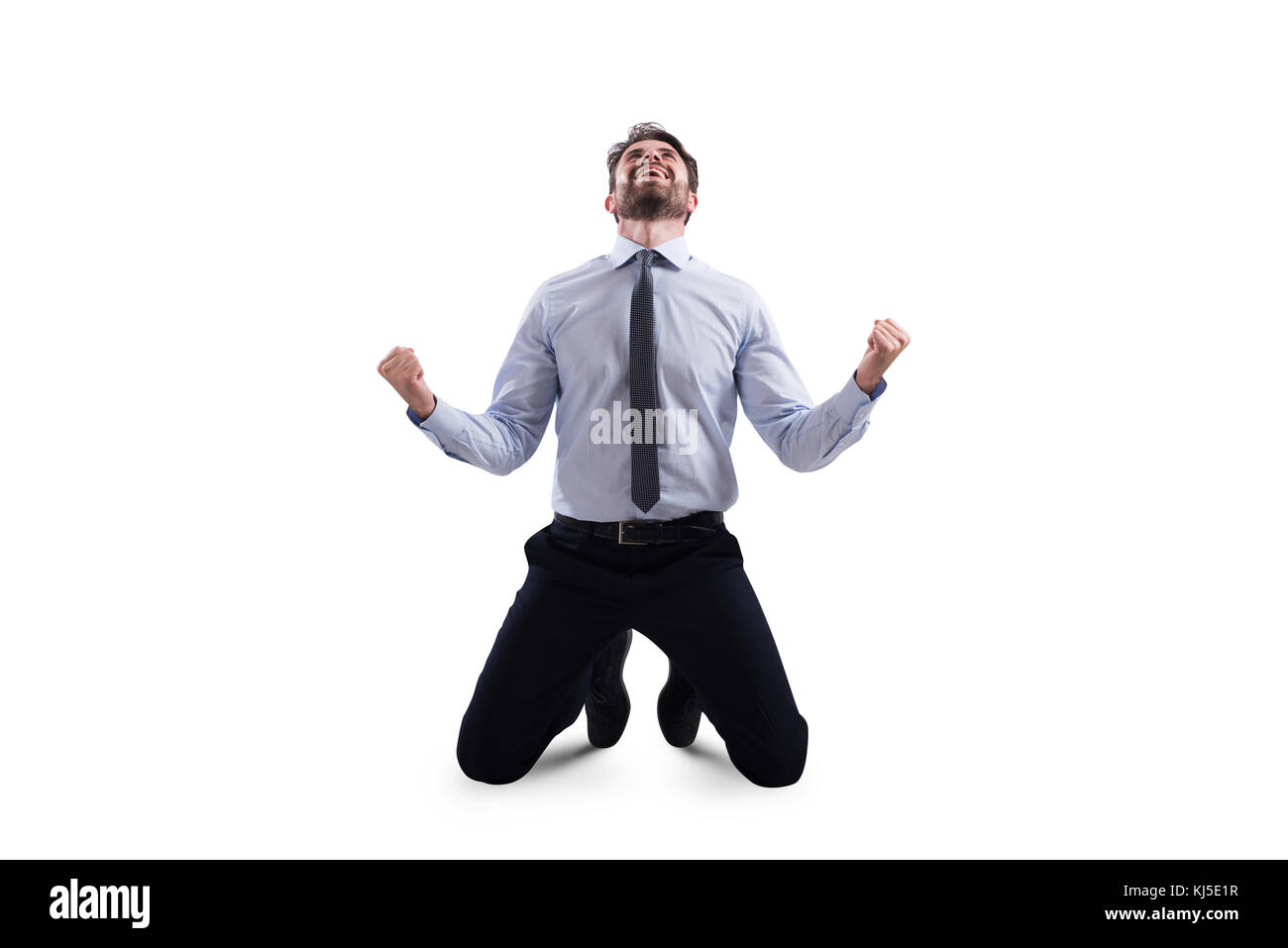 Erfolgreicher Geschäftsmann. Konzept der Entschlossenheit und Motivation Stockfoto