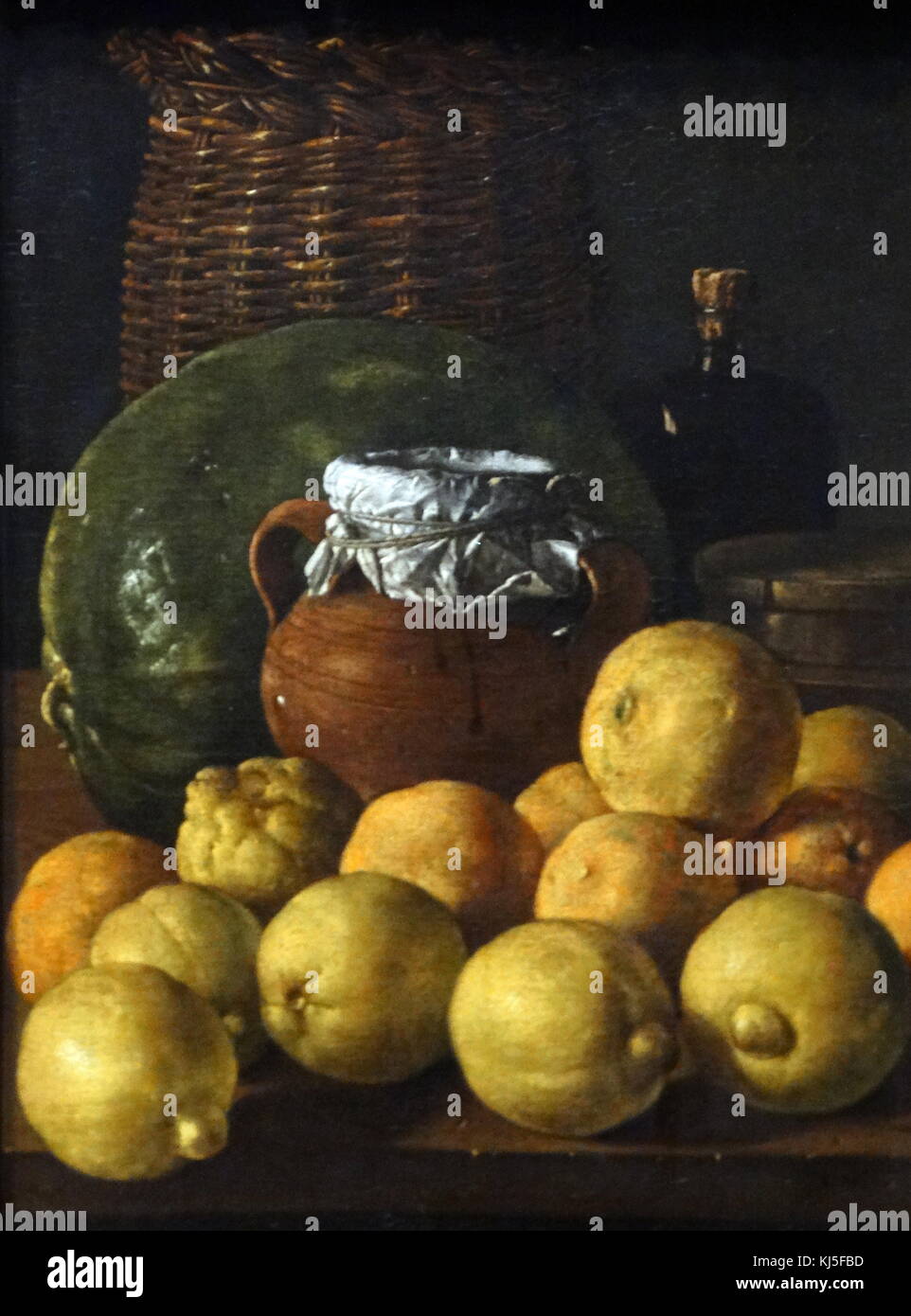 Gemälde mit dem Titel "Noch-leben mit Zitronen und Orangen" von Luis Egidio Melendez (1716-1780) ein spanischer Maler. Vom 18. Jahrhundert Stockfoto