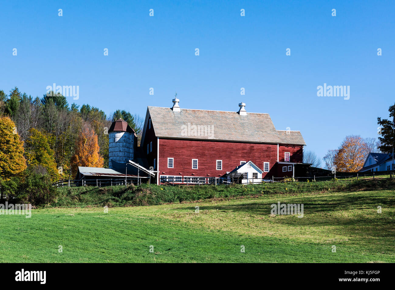 Bunter Herbst Bauernhof, Woodstock, Vermont, USA Stockfoto