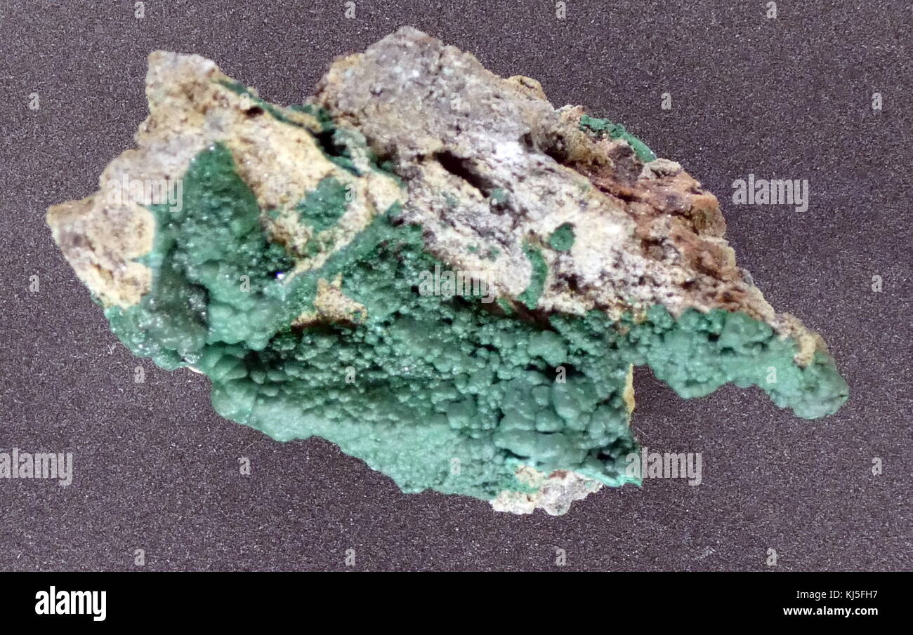 Eine Probe von Malachit, ein Kupfer carbonate Natriumhydroxid Mineral. Vom 20. Jahrhundert Stockfoto