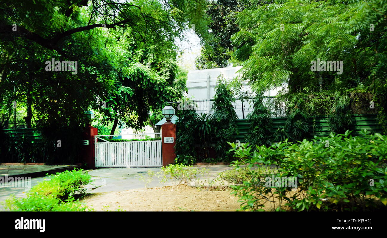 Büro des ehemaligen Premierminister von Indien, Indira Gandhi bei 1 liegt, Safdarjung Straße. Sie war dort ermordet am 31. Oktober 1984, von zwei ihrer Bodyguards, während in Richtung der benachbarten 1, Akbar Straße Congress Office für ein Interview Stockfoto