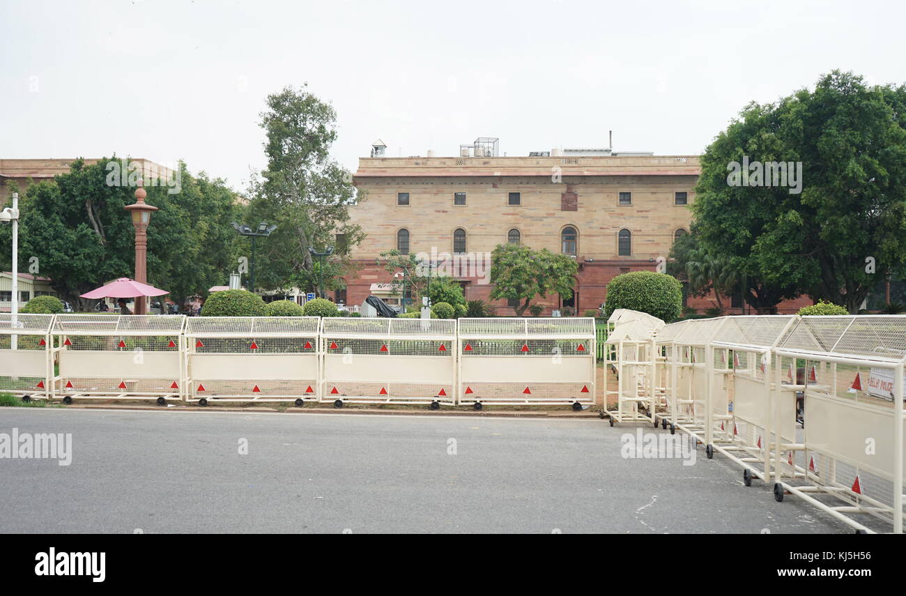 Prime Minister Office Gate Keine 5 South Block in der Nähe von South Block New Delhi, Indien Stockfoto