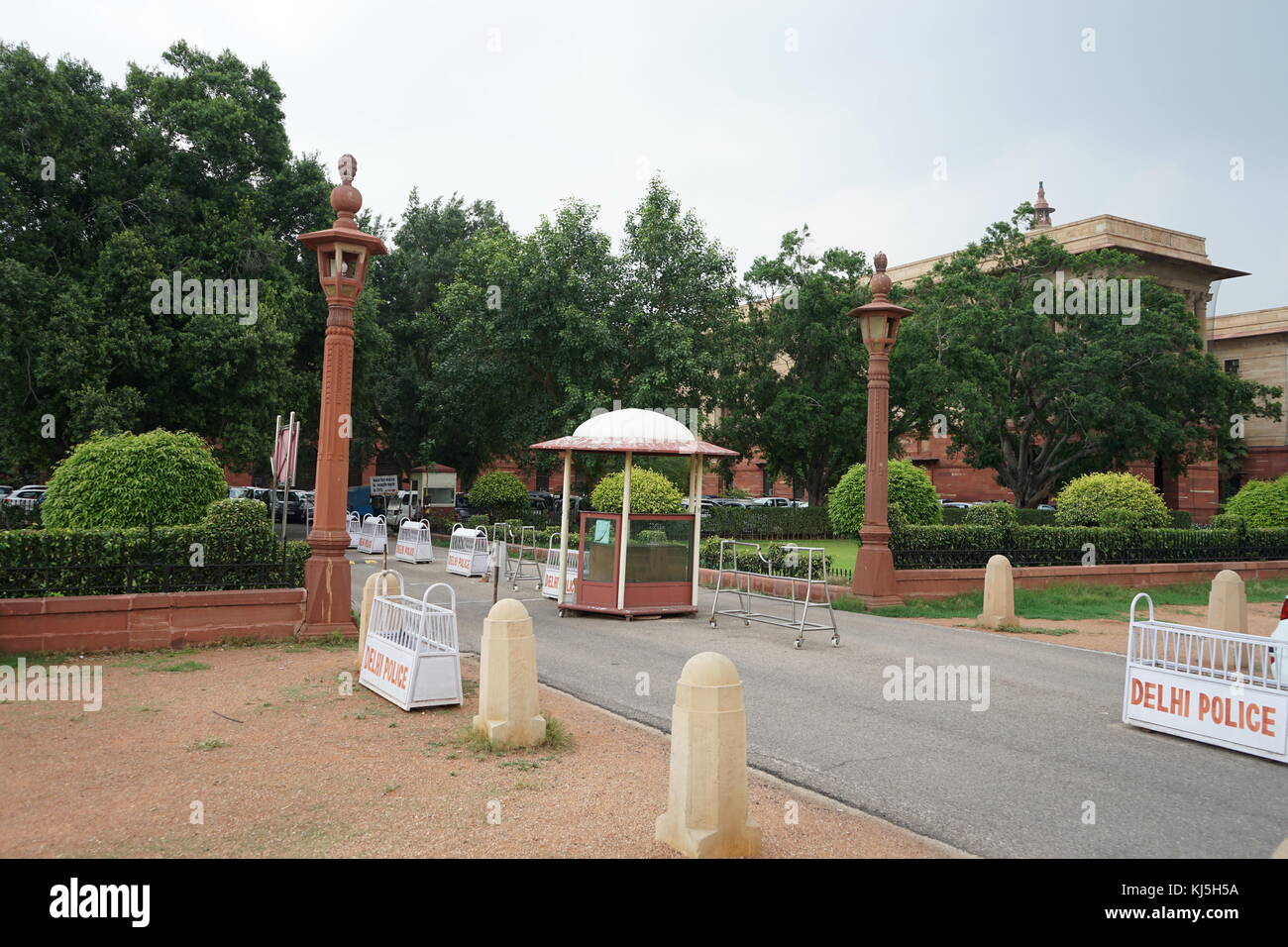 Prime Minister Office Gate Keine 5 South Block in der Nähe von South Block New Delhi, Indien Stockfoto