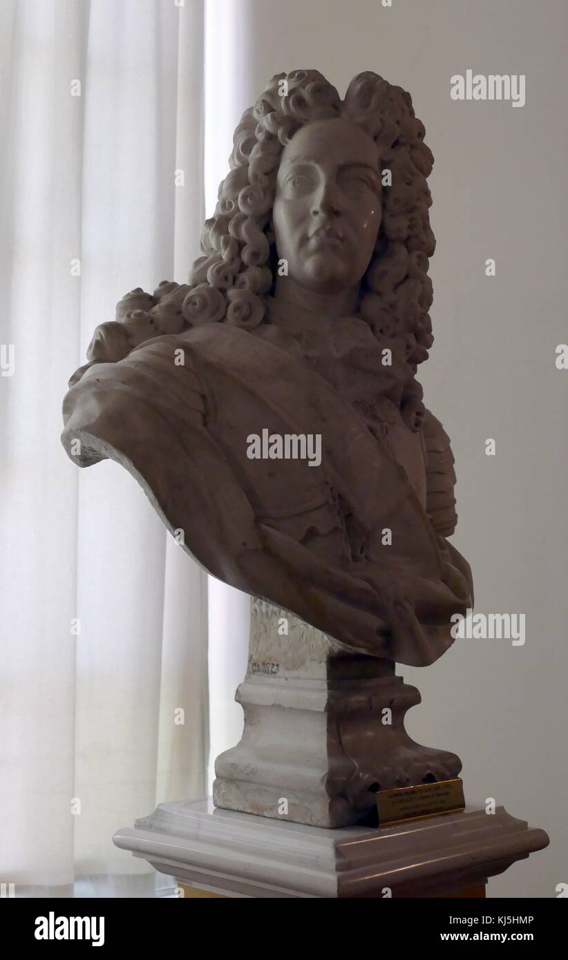 Louis Alexandre de Bourbon, comte de Toulouse (1681), duc de Penthièvre (1697), (1711), (6. Juni 1678 - vom 1. Dezember 1737), eine legitimierte Fürst der Blut royal, war der Sohn von Louis XIV. und seiner Herrin Françoise-Athénaïs, Marquise de Montespan. Im Alter von fünf Jahren wurde er Grand Admiral von Frankreich. Büste im Königlichen Palast, Warschau, Polen Stockfoto