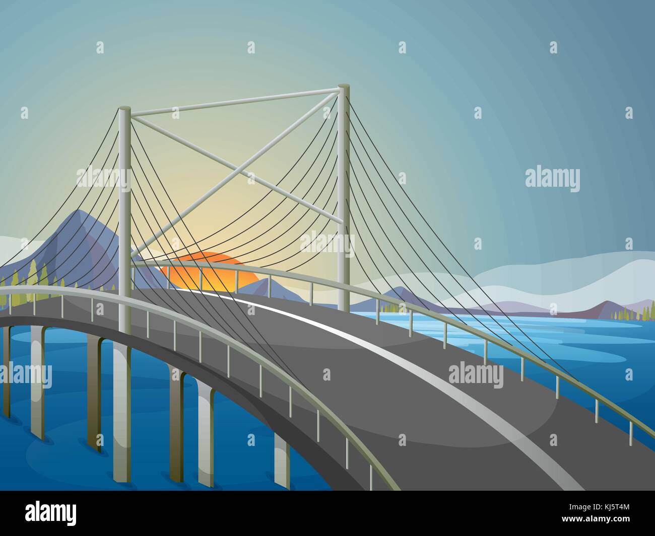 Abbildung: eine lange Brücke Stock Vektor