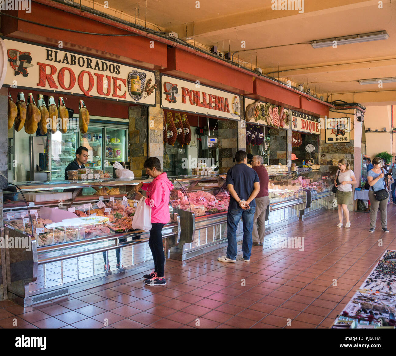 Kanarische Spezialitäten, Geschäfte im Mercado de Nuestra Señora de Africa, Stadt Markt in Santa Cruz de Tenerife, Teneriffa, Kanarische Inseln, Spanien Stockfoto