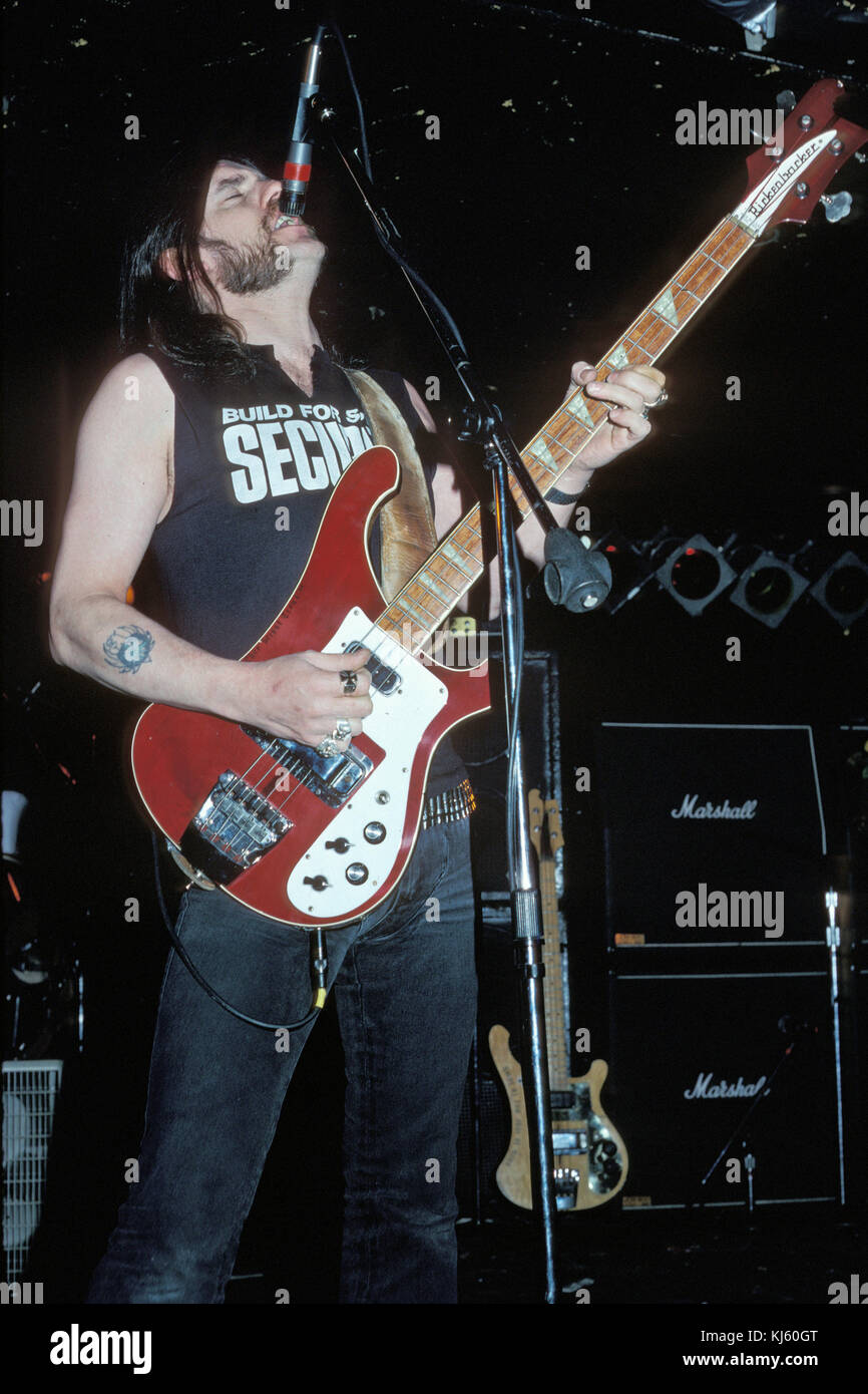 LONG ISLAND, NY MÄRZ 4,1988: Ian Fraser" Lemmy Kilmister von Motörhead" führt bei Sundance am 4. März 1988 in Long Island, New York, Leute: Lemmy Kilmister, Ian Fraser Kilmister Stockfoto