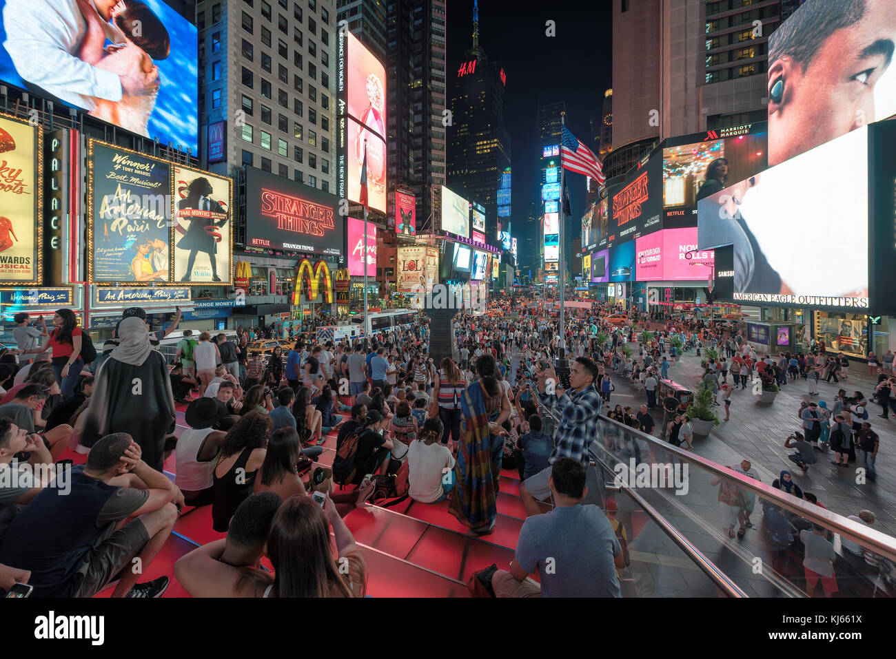 Times Square bei Nacht, New York Stockfoto