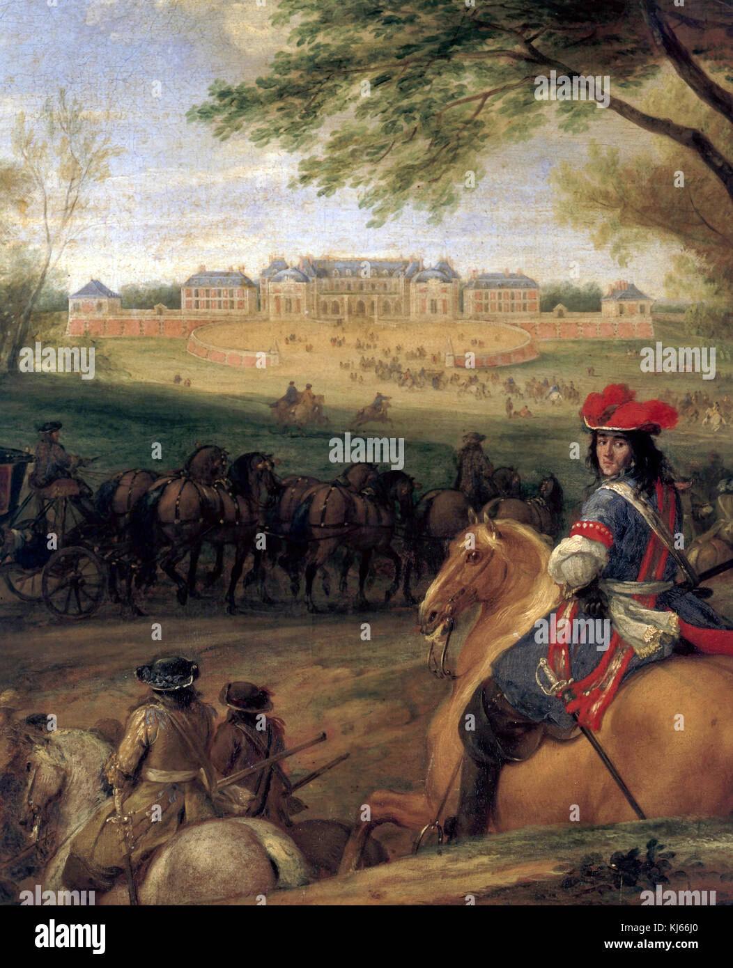 Adam Frans Van der Meulen - Ludwig XIV. in Versailles mit seinen Bodyguards, 1669 Stockfoto