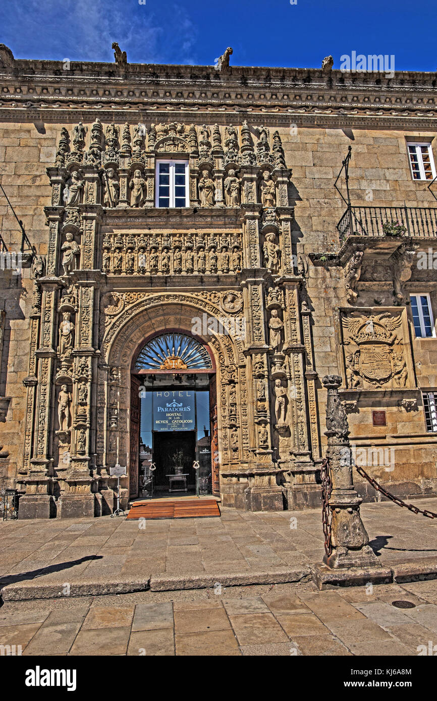 Hostal Dos Reis Catolicos, Santiago de Compostela, Galicien, Spanien Stockfoto