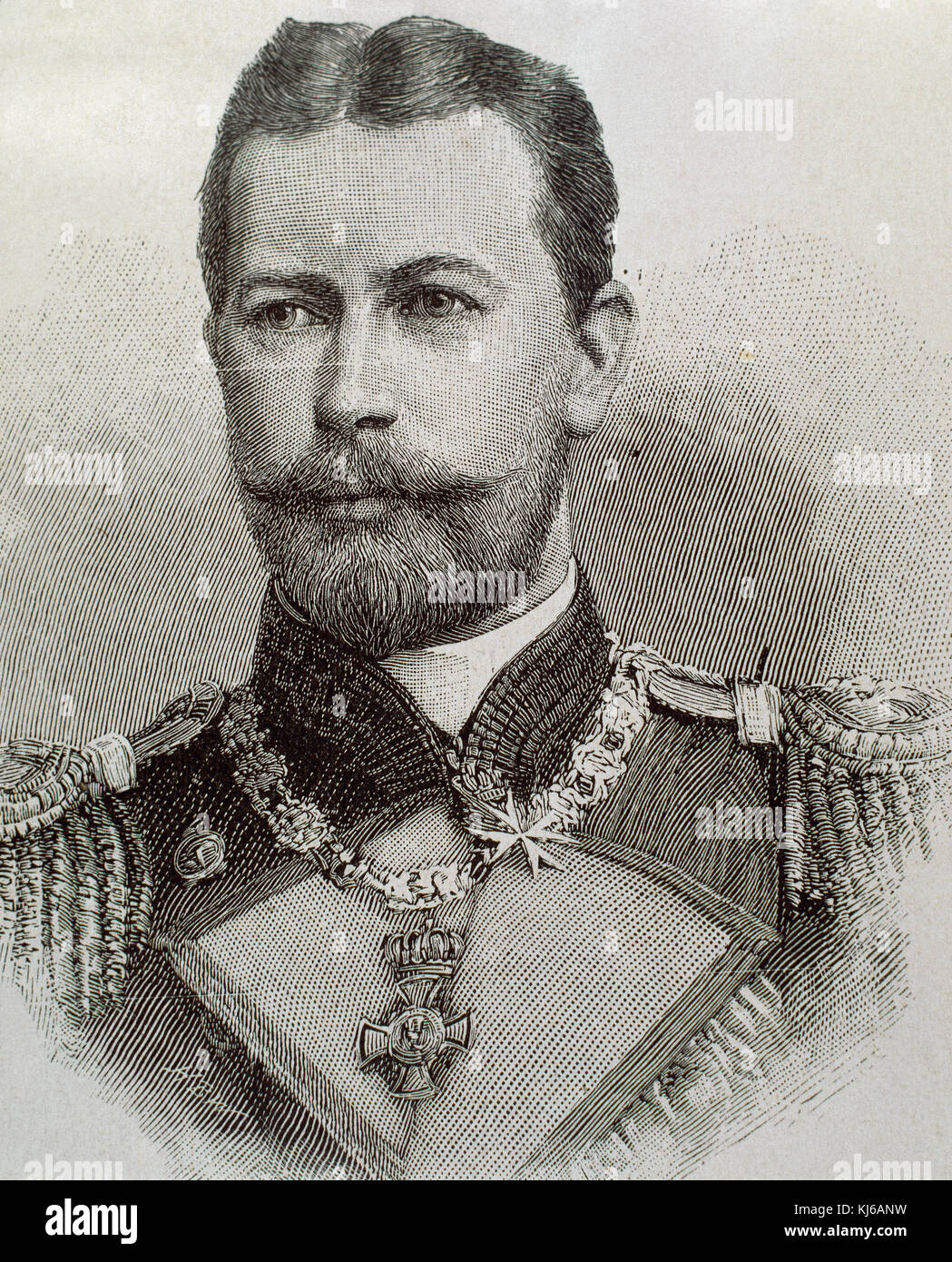 Prinz Heinrich von Preußen (1862-1929). Jüngere Bruder des deutschen Kaisers Wilhelm II. und Prinz von Preußen. Er war auch ein Enkel von Königin Victoria. Porträt. Gravur, 1891. Stockfoto