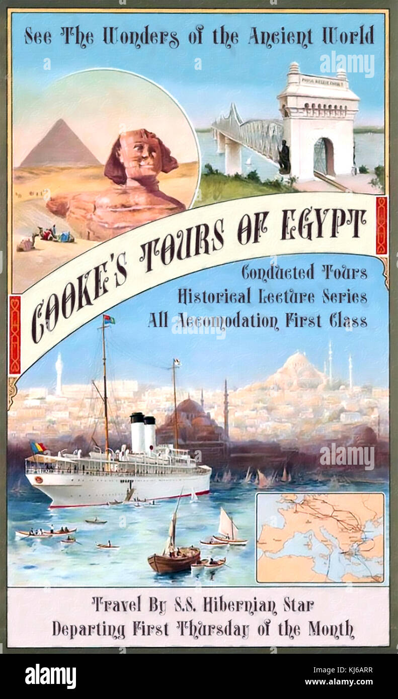 Thomas COOK (1808-1892) englischer Geschäftsmann, der das Reisebüro gründete. Plakat um 1890 Stockfoto