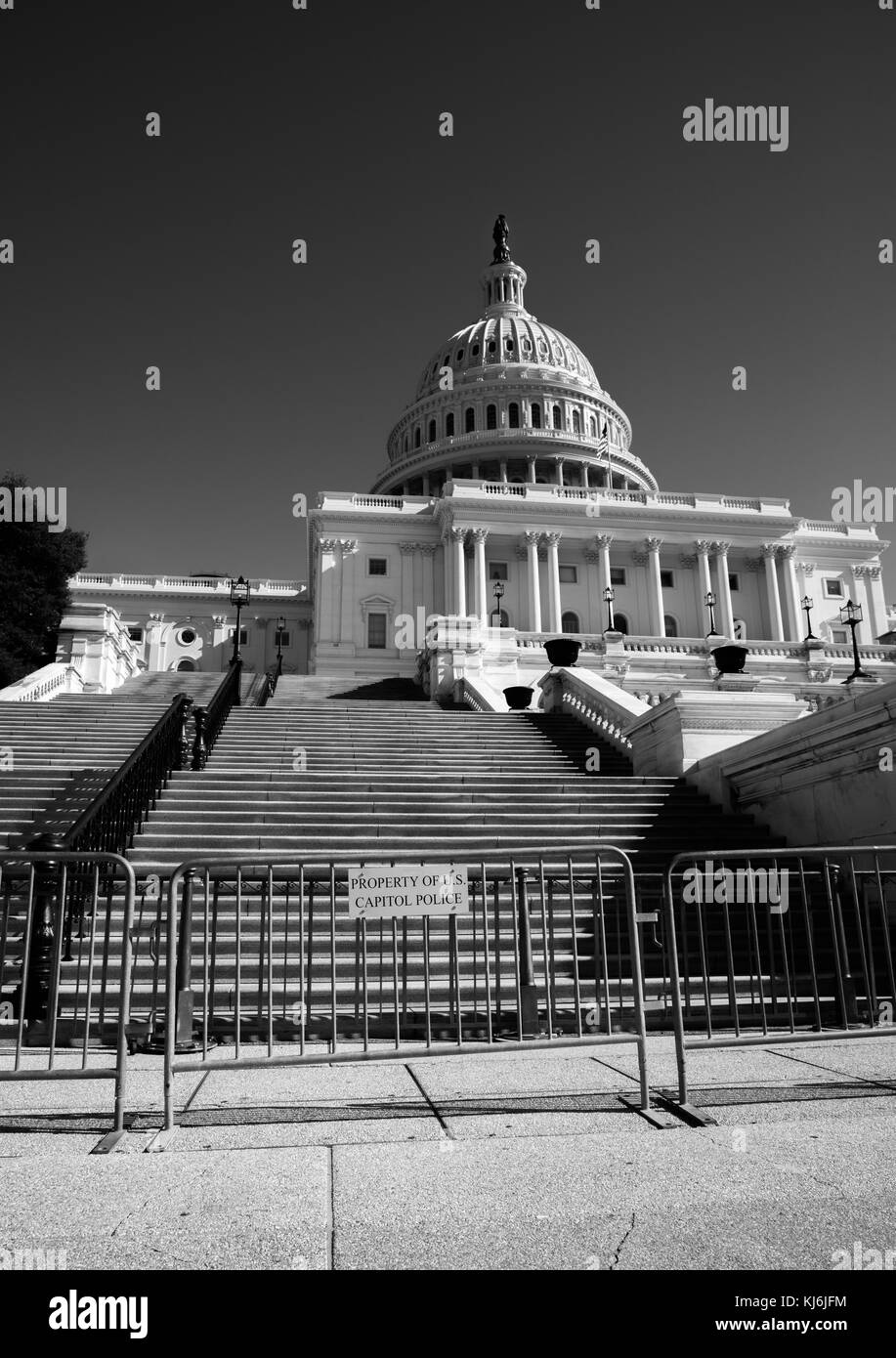 Capitol Building, washington dc, hinter der polizeilichen Barrieren Stockfoto