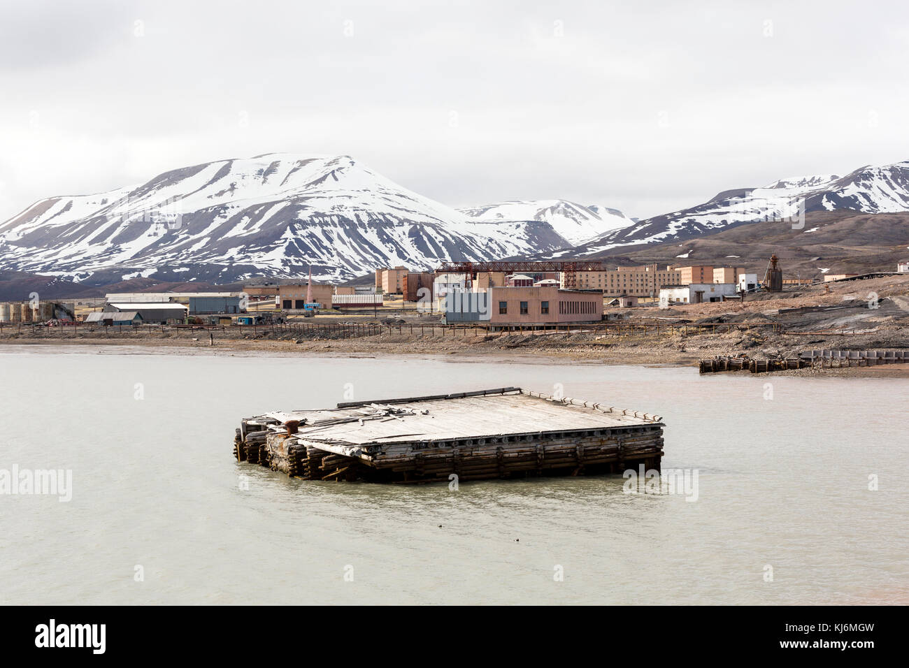 Die verlassenen russischen Bergbaustadt Pyramiden in Svalbard, Spitzbergen, Norwegen Stockfoto