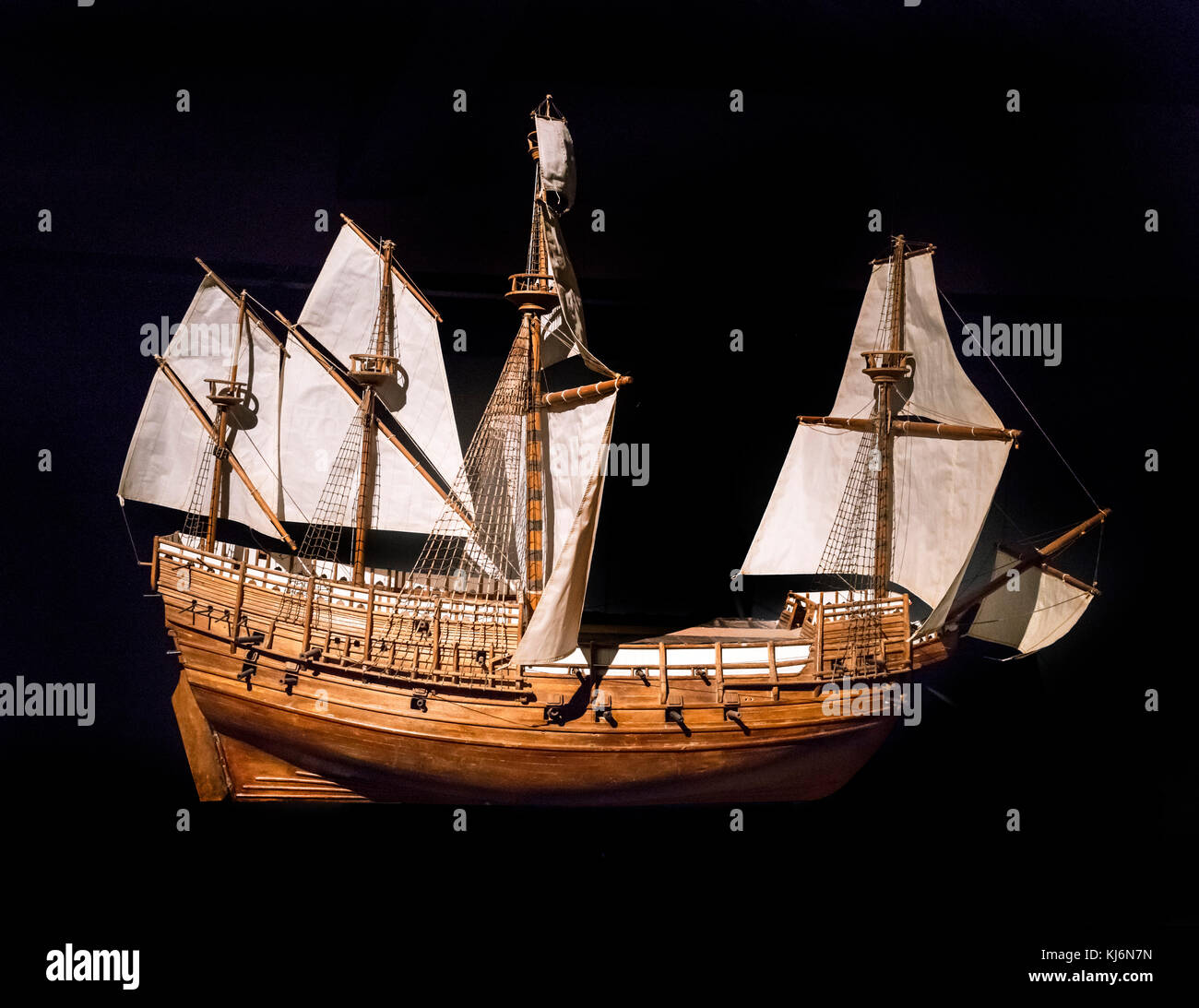 Modell der Mary Rose in der Mary Rose Museum, Portsmouth Historic Dockyard, Hampshire, England, Großbritannien Stockfoto