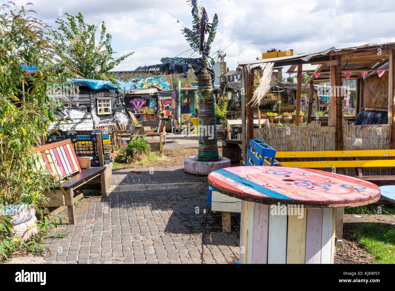Nomadische Gemeinschaft Gärten in East London Stockfoto