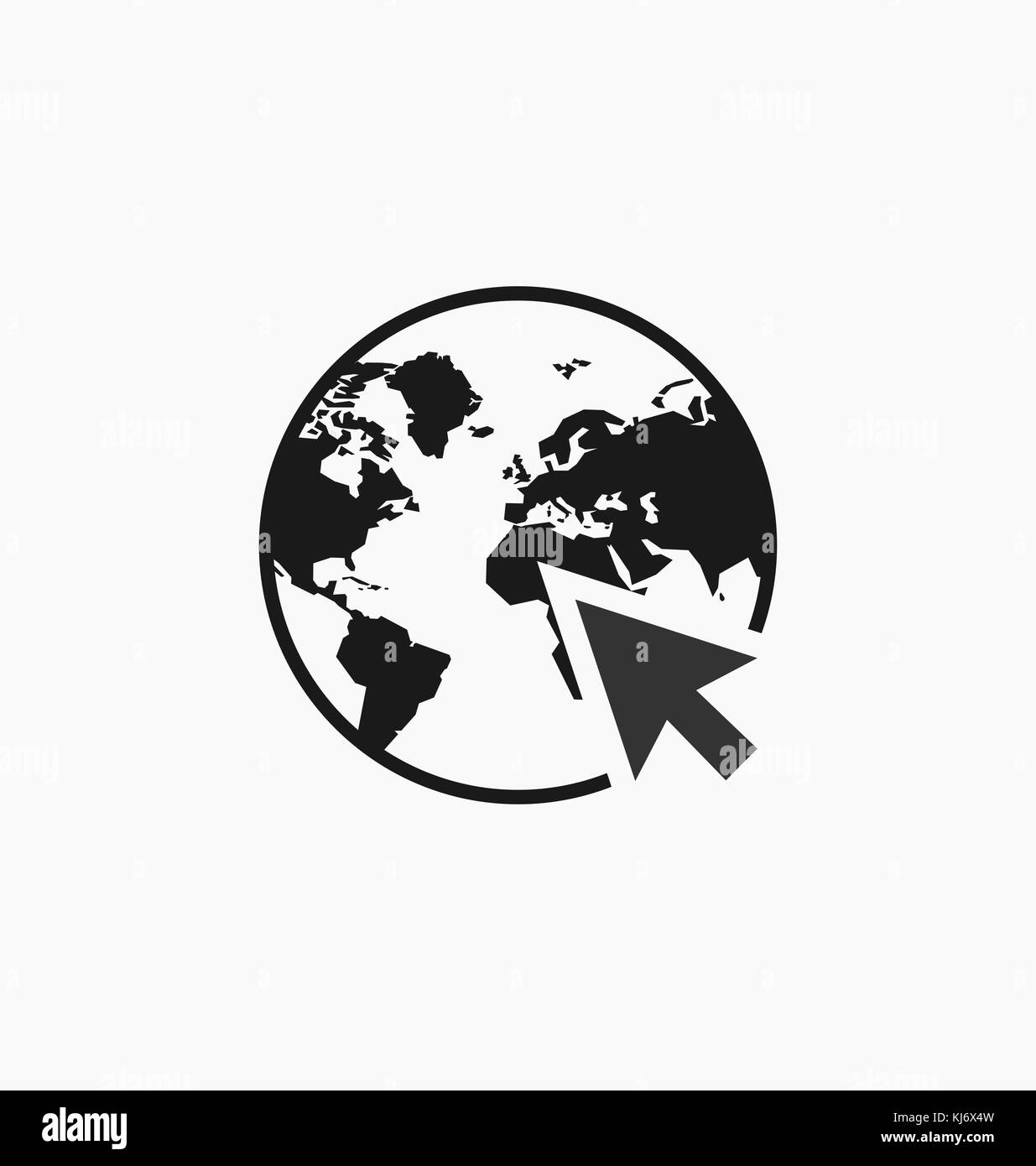 Klicken Sie auf Web Internet Symbol/Zeichen im flachen Stil isoliert. Earth Globus Symbol für Ihre Webseite, Logo, App, ui Design. Vector Illustration. Stock Vektor