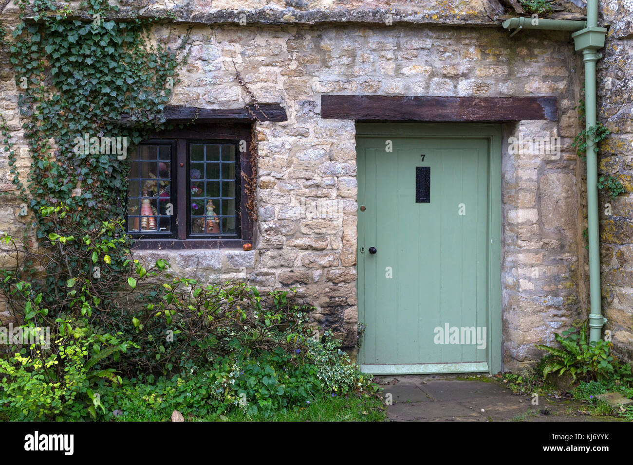 Land cottage in Bibury, Cotswolds, Gloucestershire, Vereinigtes Königreich Stockfoto