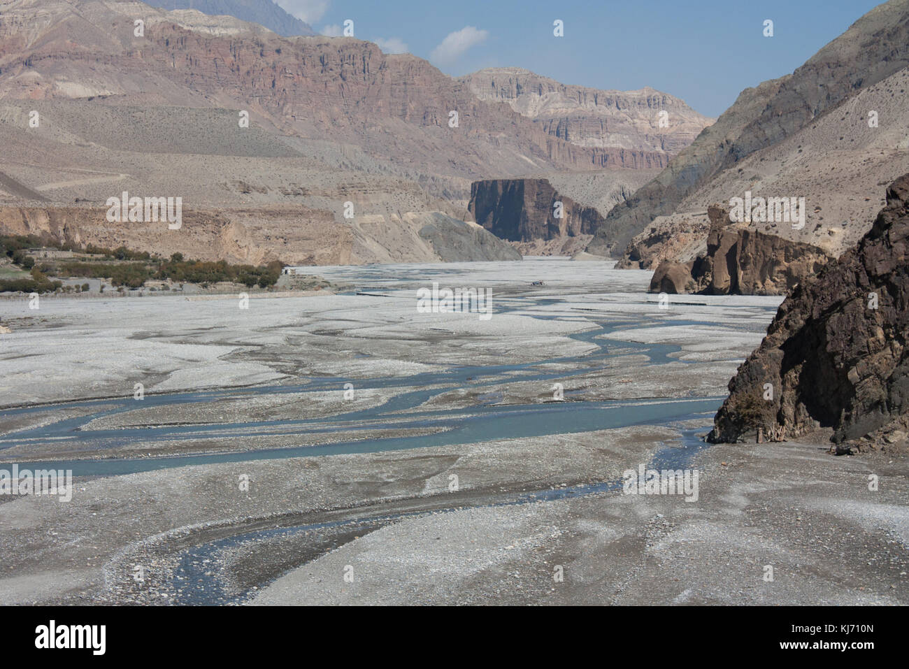 Kali Gandaki Riverbed von kagbeni, obere Mustang. Nepal. Stockfoto