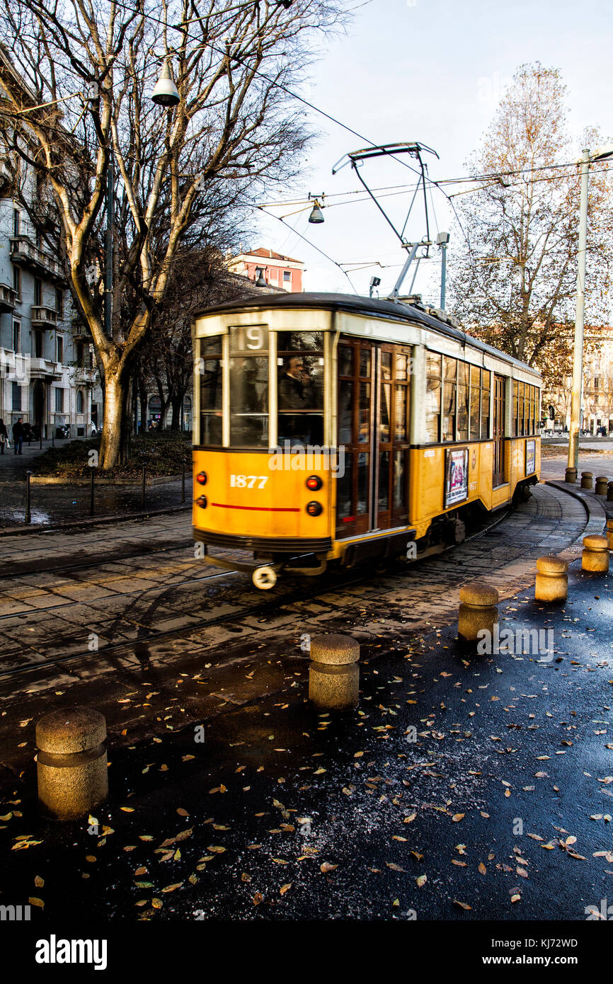 Straßenbahn im Viertel Porta Sempione. Mailand, Provinz Mailand, Italien. Stockfoto