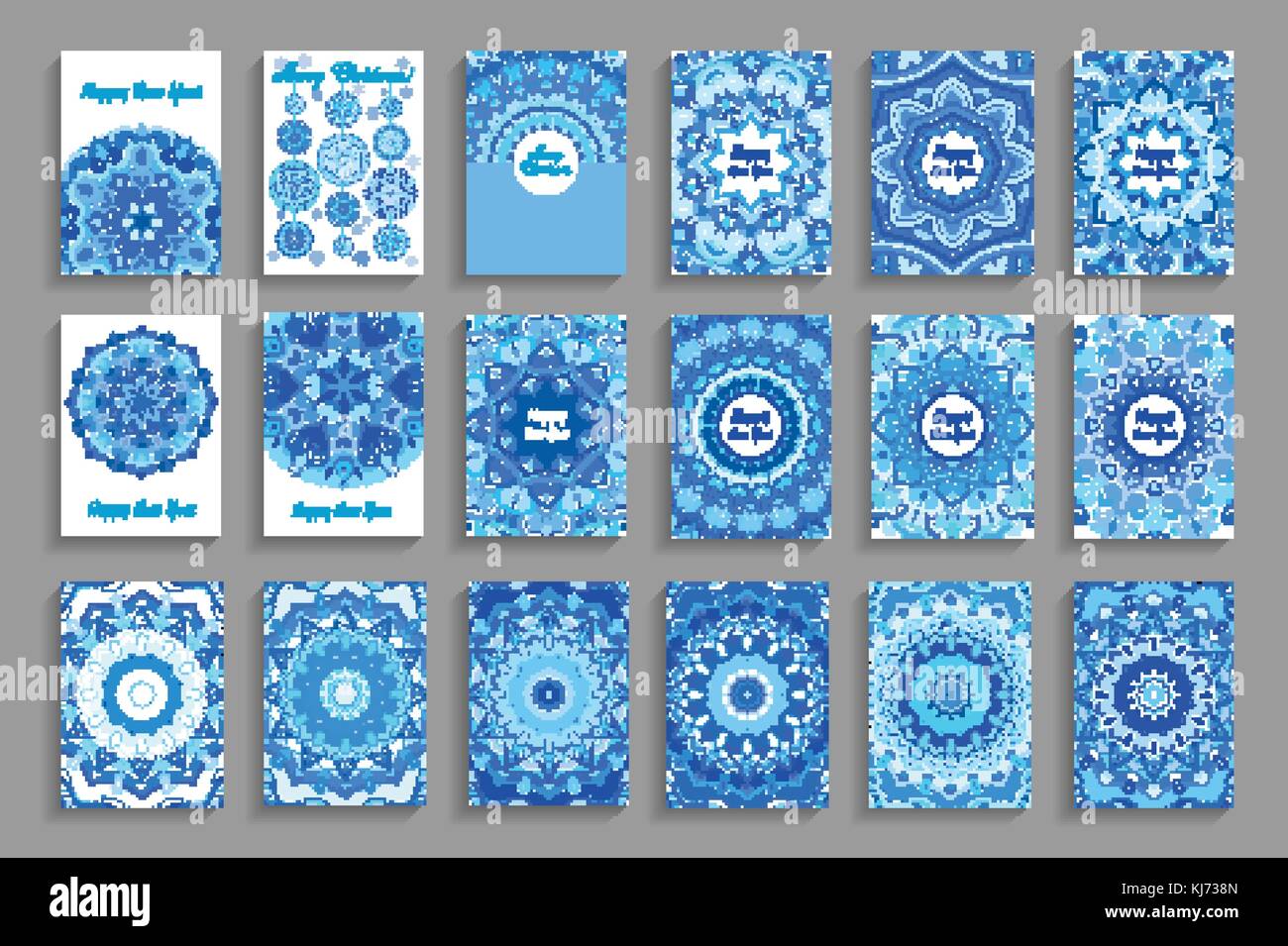 Frohes neues Jahr Weihnachtskarten Mandala Design Stock Vektor
