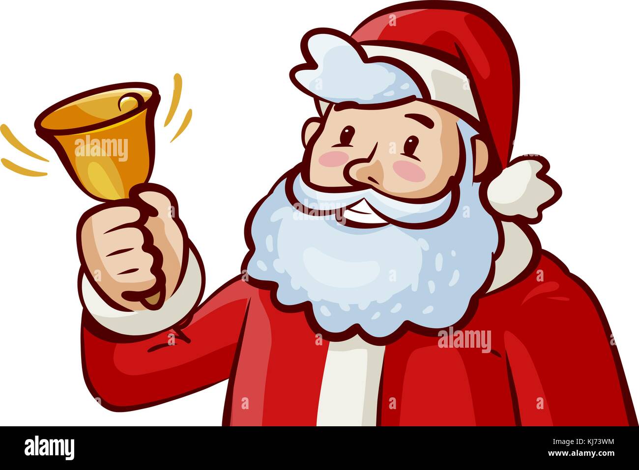 Glücklicher Weihnachtsmann, der die Glocke läutet. Klingelglocken. Weihnachten, Weihnachten, Neujahr Konzept. Vektor-Zeichentrick-Illustration Stock Vektor
