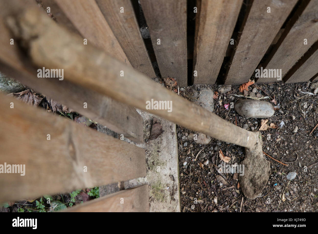 In der Nähe von einem Holzzaun Osteuropa Hoe Stockfoto