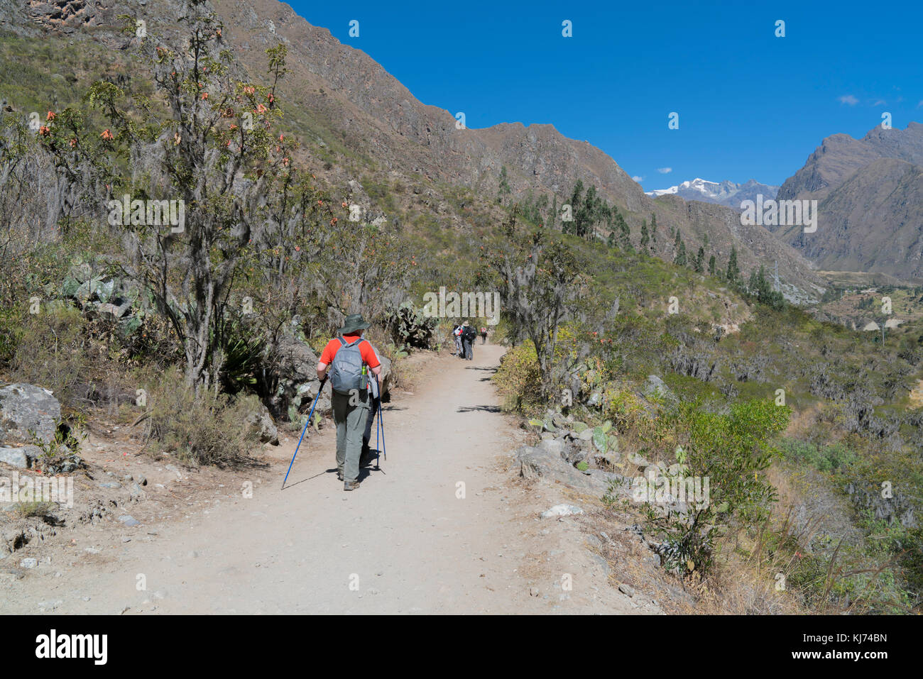 Der erste Tag der Inka Trail beginnt relativ flach, um zu helfen, die Touristen an die Höhe akklimatisieren Stockfoto