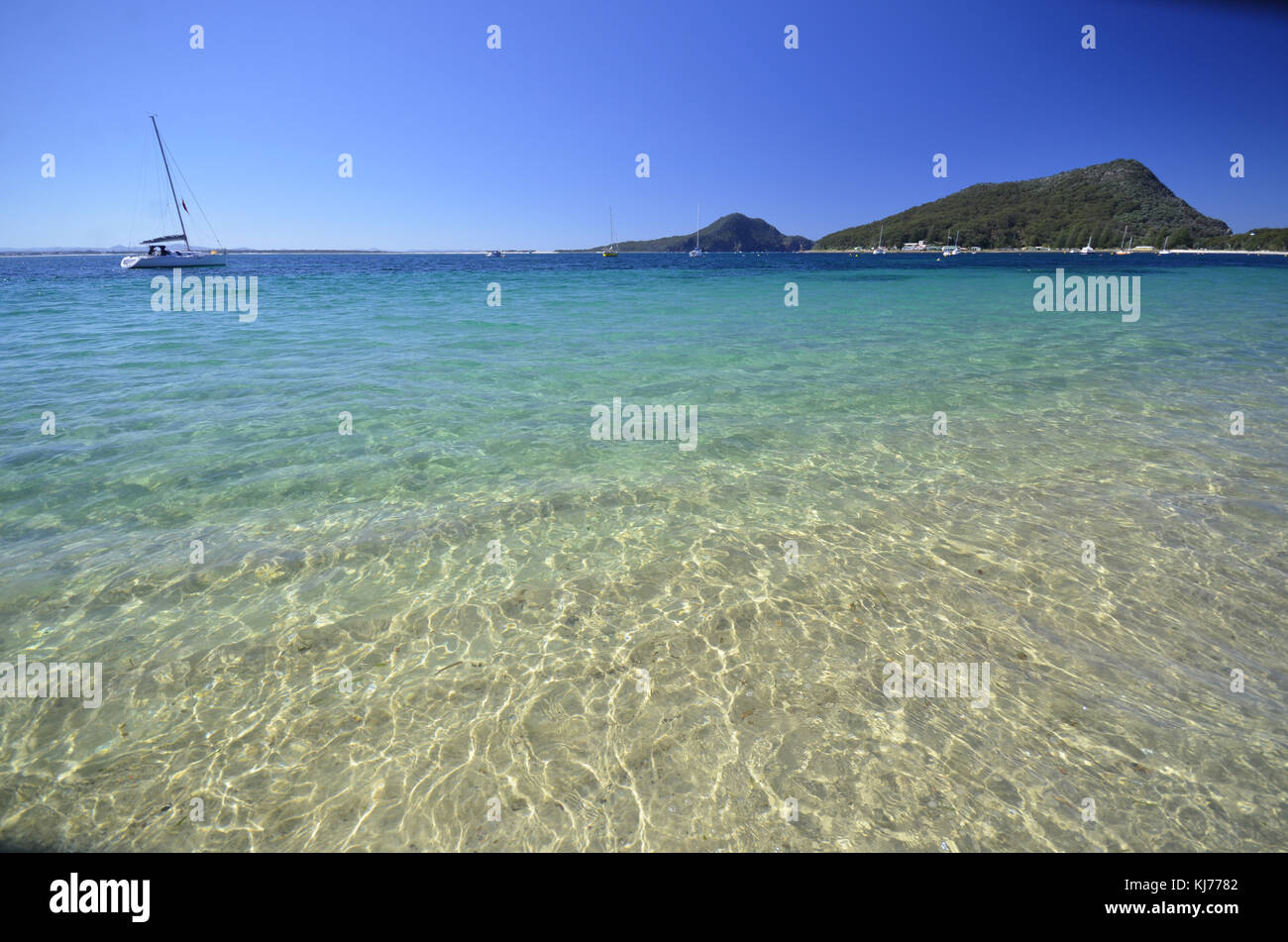 Shoal Bay nsw, Blick über den Ozean tomaree Shoal bay nsw Australien zu montieren Stockfoto