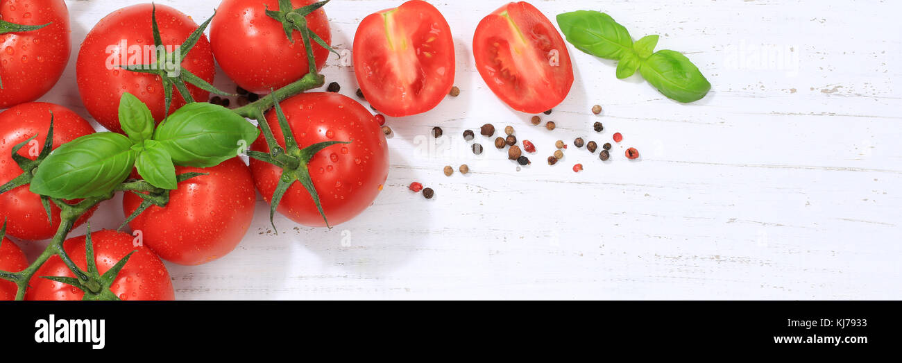 Tomaten Tomaten rote Gemüse Banner oben Ansichtskopie space copyspace Stockfoto